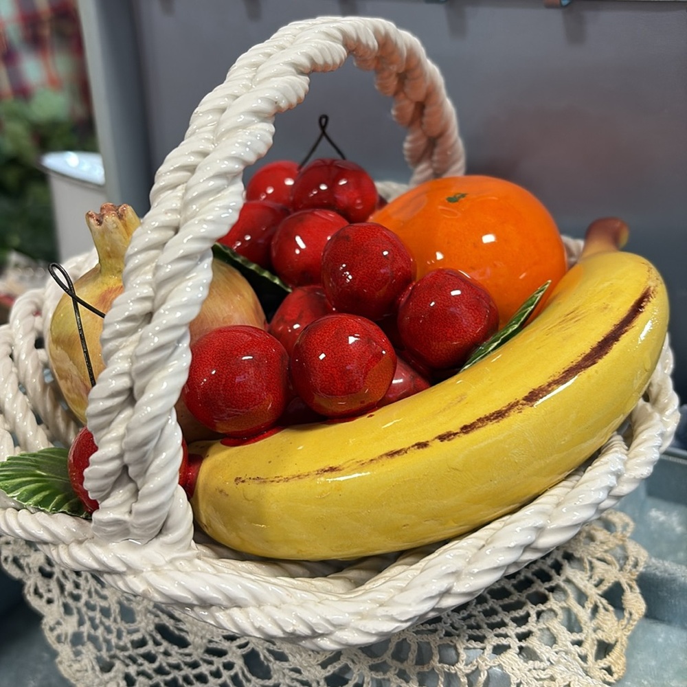 Vintage Ceramic Fruit Basket with Decorative Fruits Woven Made in Italy
R - Picture 2 of 4